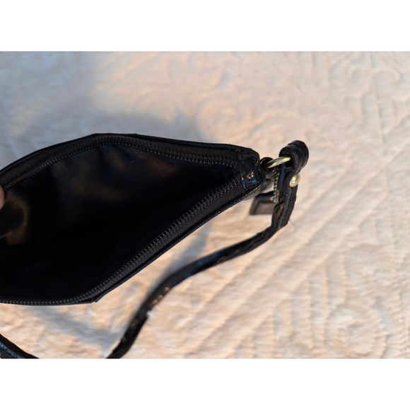 Coach Wristlet Black Gold Hardware Compact Zipper Mini Bag Minimalist Chic - Picture 4 of 7